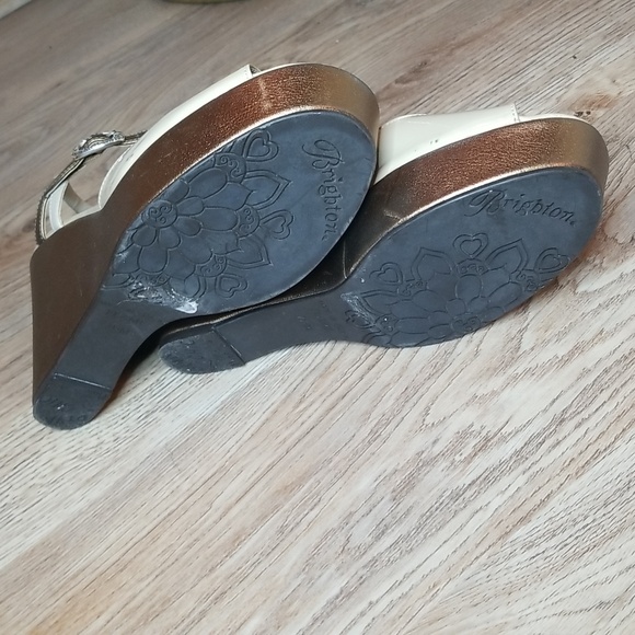 Brighton Flame Leather Open Toe Wedge Heel Sandals - Picture 10 of 16